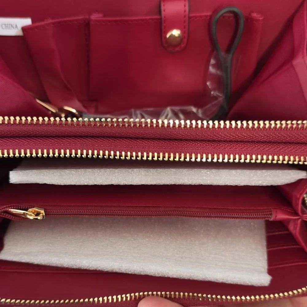 Jessica Moore Double Zipper Berry Zip-Around Women's Wallet with Card Holder